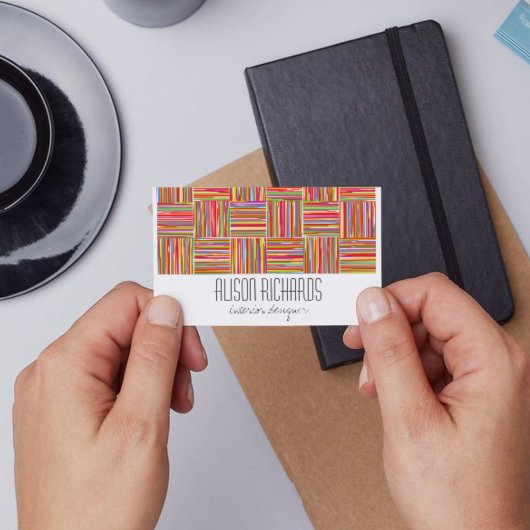 Moderne kleurrijke gestreepte Abstracte fine art b Visitekaartje