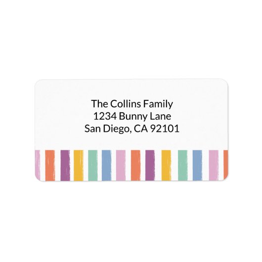 Moderne Kleurrijke Gestreepte Easter Egg Hunt Part Etiket (Voorkant)