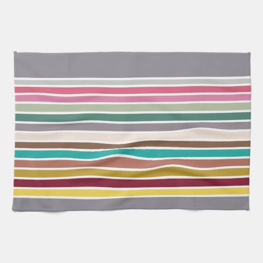 Moderne kleurrijke gestreepte keukenhanddoek (Horizontaal)