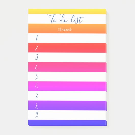 Moderne Kleurrijke Gestreepte Takenlijst Post-it® Notes (Voorkant)