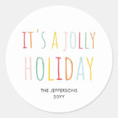 Moderne Kleurrijke Gezellige Feestdagen | Kerstmis Ronde Sticker (Voorkant)