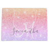 Moderne, kleurrijke glitter bevat persoonlijke naa groot cadeauzakje (Voorkant)