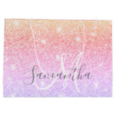 Moderne, kleurrijke glitter bevat persoonlijke naa groot cadeauzakje (Achterkant)