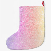 Moderne, kleurrijke glitter bevat persoonlijke naa grote kerstsok (Achterkant)