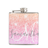 Moderne, kleurrijke glitter bevat persoonlijke naa heupfles (Voorkant)