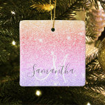 Moderne, kleurrijke glitter bevat persoonlijke naa keramisch ornament<br><div class="desc">Moderne,  kleurrijke glitter bevat persoonlijke naam</div>