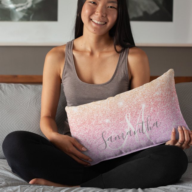 Moderne, kleurrijke glitter bevat persoonlijke naa kussen (Creator heeft geüpload)