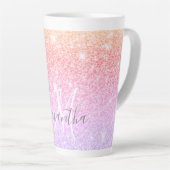 Moderne, kleurrijke glitter bevat persoonlijke naa latte mok (Rechterhoek)