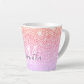 Moderne, kleurrijke glitter bevat persoonlijke naa latte mok (Rechterhoek)