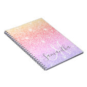 Moderne, kleurrijke glitter bevat persoonlijke naa notitieboek (Rechterzijde)