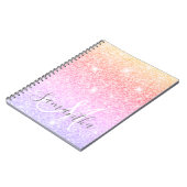 Moderne, kleurrijke glitter bevat persoonlijke naa notitieboek (Linkerzijde)