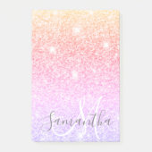 Moderne, kleurrijke glitter bevat persoonlijke naa post-it® notes (Voorkant)