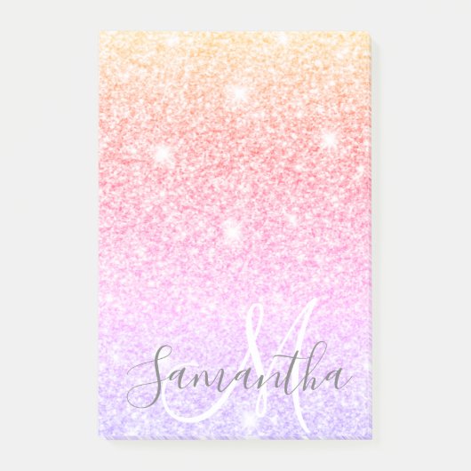 Moderne, kleurrijke glitter bevat persoonlijke naa post-it® notes (Voorkant)