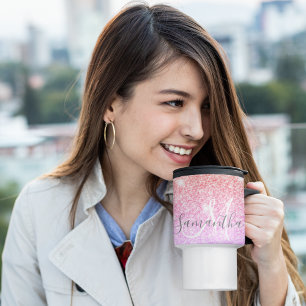 Moderne, kleurrijke glitter bevat persoonlijke naa reisbeker