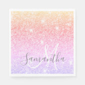 Moderne, kleurrijke glitter bevat persoonlijke naa servet (Voorkant)