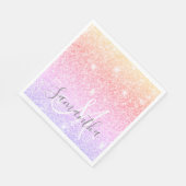 Moderne, kleurrijke glitter bevat persoonlijke naa servet (Hoek)