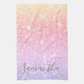 Moderne, kleurrijke glitter bevat persoonlijke naa theedoek (Verticaal)