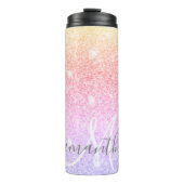 Moderne, kleurrijke glitter bevat persoonlijke naa thermosbeker (Voorkant)