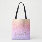 Moderne, kleurrijke glitter bevat persoonlijke naa tote bag (Voorkant)