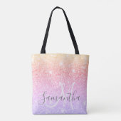 Moderne, kleurrijke glitter bevat persoonlijke naa tote bag (Achterkant)