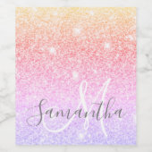 Moderne, kleurrijke glitter bevat persoonlijke naa wijn etiket (Enkel label)