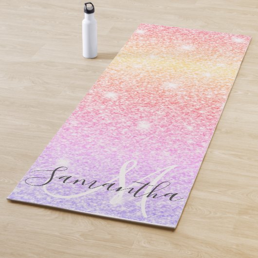 Moderne, kleurrijke glitter bevat persoonlijke naa yogamat (In situ)