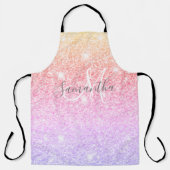 Moderne kleurrijke glitter heeft persoonlijke naam schort (Voorkant)