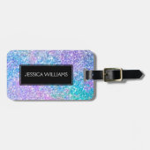 Moderne kleurrijke glitter met zwart accent bagagelabel (Voorkant horizontaal)
