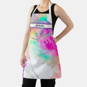 Moderne kleurrijke glitter  naam schort (Insitu)