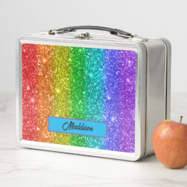 Moderne Kleurrijke Glitter Regenboog Naam