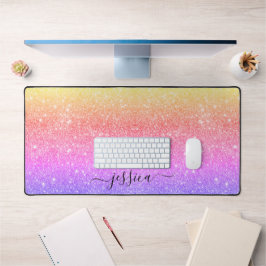 Moderne kleurrijke glitter scriptnaam bureaumat