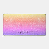 Moderne kleurrijke glitter scriptnaam bureaumat (Voorkant)