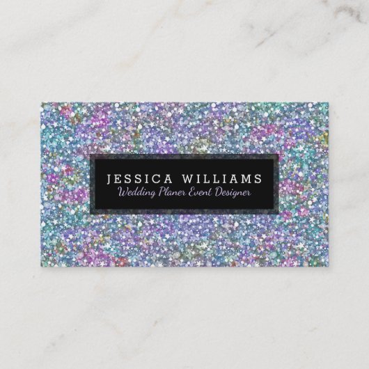 Moderne Kleurrijke Glitter Textuur Print Terug Acc Visitekaartje (Voorkant)