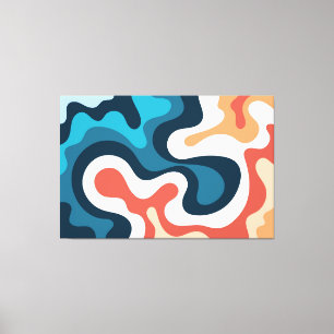 Moderne kleurrijke golven Abstracte Natuur Canvas Afdruk