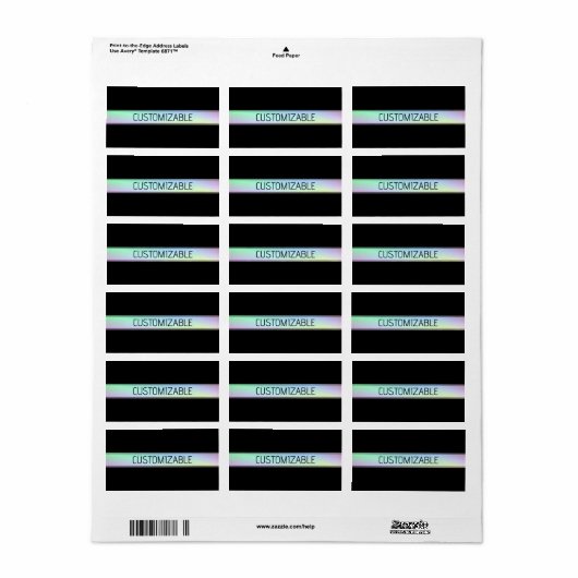 Moderne Kleurrijke Gradiënt & Bewerkbare Tekst Etiket (Full Sheet)