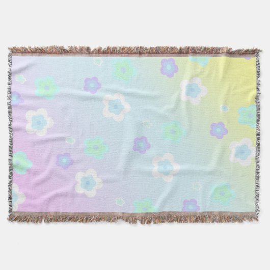 Moderne kleurrijke gradiënt blauw bloempatroon gir deken (Voorkant)