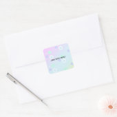 Moderne kleurrijke gradiënt blauw bloempatroon gir vierkante sticker (Envelop)