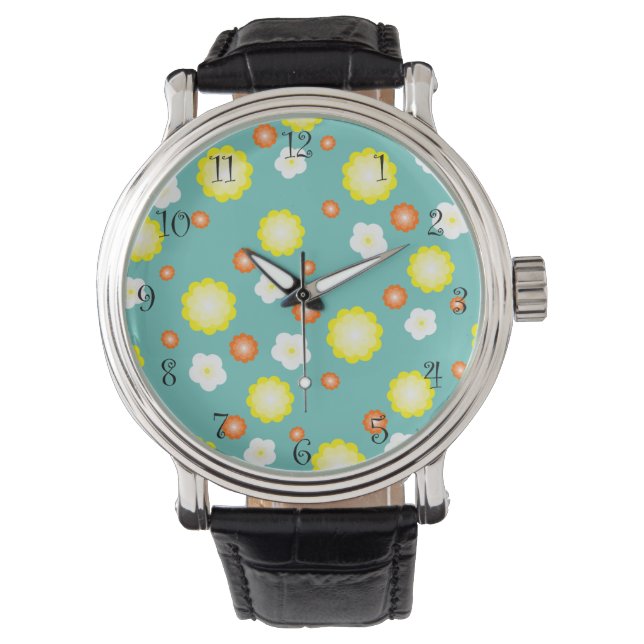 Moderne kleurrijke gradient Daisy bloem patroon me Horloge (Voorkant)