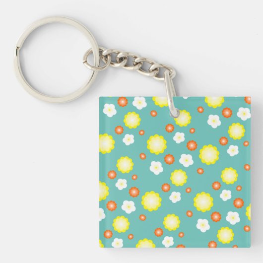 Moderne kleurrijke gradient Daisy bloem patroon me Sleutelhanger (voorkant)