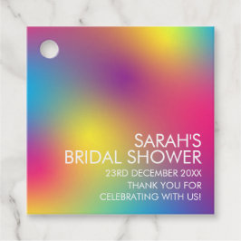 Moderne Kleurrijke Gradiënt Holografische Bruidsdo Bedankjes Labels