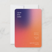 Moderne Kleurrijke Gradiënt Paarse Oranje Bruiloft Save The Date (Voorkant)