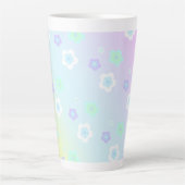 Moderne kleurrijke gradiëntblauwe bloemen patroon latte mok (Voorkant)