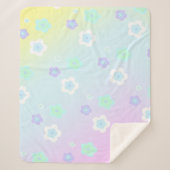 Moderne kleurrijke gradiëntblauwe bloemen patroon sherpa deken (Voorkant)