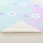 Moderne kleurrijke gradiëntblauwe bloemen patroon sherpa deken (3/4)