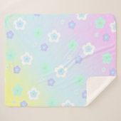 Moderne kleurrijke gradiëntblauwe bloemen patroon sherpa deken (Voorkant (horizontaal))