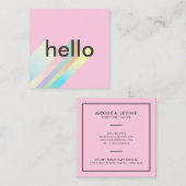 Moderne kleurrijke gradiëntroze hallo typografie vierkante visitekaartje (Voorkant / Achterkant)