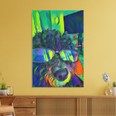 Moderne Kleurrijke Grappige Goldendoodle Hond Met  Canvas Afdruk (Insitu (Woonkamer))