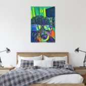 Moderne Kleurrijke Grappige Goldendoodle Hond Met  Canvas Afdruk (Insitu (Slaapkamer))