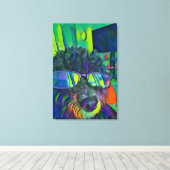 Moderne Kleurrijke Grappige Goldendoodle Hond Met  Canvas Afdruk (Insitu (Houten vloer))