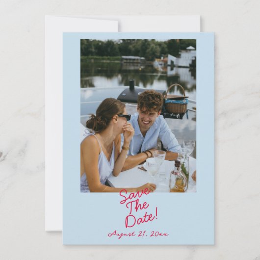 Moderne kleurrijke grillige vet retro foto bruilof save the date (Voorkant)